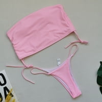 Ljetni Ženski kupaći kostim-bikini u donjem rublju, trokutasti Kupaći Kostimi sa bočnom trakom, jednobojna odjeća