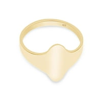 Prsten s pečatom s ravnim ovalnim vrhom od žutog zlata od 14 karata preko prstena od srebra veličine 7