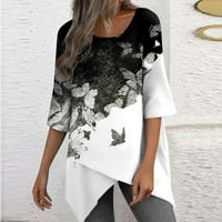 Strungten ženska košulja bluza casual labave majice Print Okrugli vratni vrhovi tiskani vrhovi majice Tee ljetni