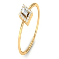 Dainty Baguette izrezana Diamond Promise Ring za žene i djevojke, 14K žuto zlato, US 9.50
