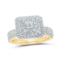 14-karatni set vjenčanih prstenova za mladenke od smaragda i dijamanta od smaragda od 1 inča