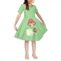 Estetska dječja haljina s uzorkom gljiva i žaba za djevojčice, udobna haljina za ljuljanje A kroja za djevojčice