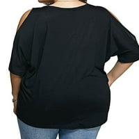 Ženske plus veličine hladne tunike tunike V vrat batwing bluza kratki rukavi ljetne majice za žene