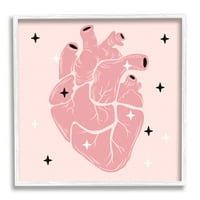 Stupell Pink Goth Anatomsko srce ljepota i modna slika bijela uokvirena umjetnička print zidna umjetnost