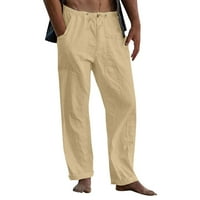 Muške Ležerne jednobojne hlače Pune dužine s džepom na kopčanje i vezicama na hlačama Ležerne hlače