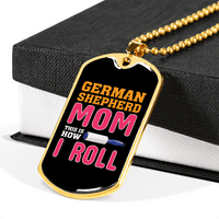 Ogrlica za mamu njemačkog ovčara od nehrđajućeg čelika ili 18K zlata s psećom oznakom na lancu od 24