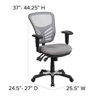 Višenamjenska uredska rotirajuća ergonomska izvršna stolica sa srednjim naslonom od sive mreže s podesivim naslonima