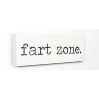 Stupell Home Decor Collection Fart Zone Crno -bijeli pisaći stroj i drveni zrn Izgled tipografije platno zidna