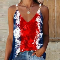 Usmixi ženski tenk vrhovi moda labava fit metal remen neovisnost Dan Patriotske cami košulje ljetne trendovske