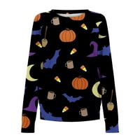 Ženski proljetni i jesenski džemper s okruglim vratom za Noć vještica modni tanki preveliki džemper s dugim rukavima
