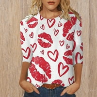 Ženska majica s printom Valentinovo, ženska modna majica s printom Valentinovo, bluza s okruglim vratom, ležerni