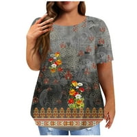 Ženska majica veličine Plus, Vintage košulja od tunike s kratkim rukavima s cvjetnim printom, Ležerne široke obične