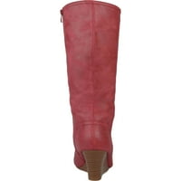 Kolekcija ženskog putovanja Langly Wedge Heel koljeno High Boot Crvena fau koža 7. m