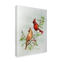 Eileen Herb-Witte 'Holly Cardinals 2' Canvas Art