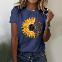 Fsqjgq majice za žene smiješne teretane vrhovi suncokretove majice za tiskanu majicu žene labave fit cvjetne tiskane
