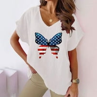 Ženska majica s printom Dana neovisnosti, majica s printom u donjem rublju, široka ležerna majica s okruglim vratom