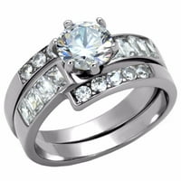 Set ženskih ZARUČNIČKIH prstenova od nehrđajućeg čelika okruglog reza od 7 inča - Veličina 7