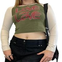 ;/ Ženske proljetne / jesenske majice s dugim rukavima s printom slova, osnovna majica