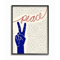 Stupell Industries mir mir se uzorak ručni znak plavo crveni dizajn uokviren zidnom umjetnošću do subotnje večernje
