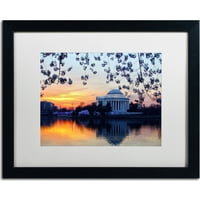 Zaštitni znak likovna umjetnost Jefferson Memorial Sunrise Canvas Art by Cateyes, White Matte, crni okvir