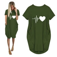 Ženske haljine A-Lister majica s kratkim rukavima s printom srca s džepovima u zelenoj boji A-listera