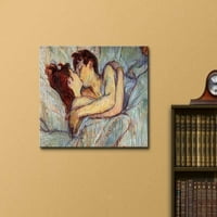 zid - u krevetu poljubac Henri de Toulouse -Lautrec - platno print zidna umjetnost poznata slika reprodukcije