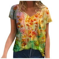 Plus veličine vrhovi za žene Ljetne košulje kratkih rukava Vintage Graphic Basic Tees V-Neck Majica casual trendi