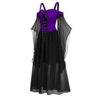 Crne haljine za žene u gotičkom stilu za Noć vještica, Plus size, ramena, Leptir rukav, crna 4 inča