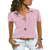 Ženska bluza košulja kratkih rukava Ovratnik na kopčanje jednobojna gornja odjeća gornji dio