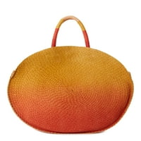Ženska torba za plažu od slame u narančastoj boji