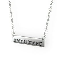 Volim te Dominic, ženska ogrlica s privjeskom od šanka, srebrni čip