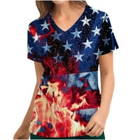 Ženska majica s američkom zastavom za Dan neovisnosti s printom na Dan neovisnosti, pilingi, Gornji dijelovi,