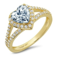 1. Dijamantni rez srca od prozirnog imitiranog dijamanta od žutog zlata od 18 karata s umetcima prsten od 18 karata