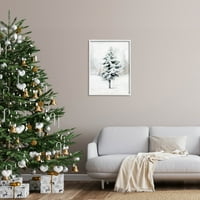 Zimska snježna stabla scena odmor grafička umjetnost bijela uokvirena umjetnička print zidna umjetnost