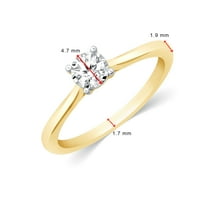 Za vas CTTW Bijeli prirodni dijamant u 14k žutom zlatu pozlaćenog prstena za žene, veličine prstena-9.5