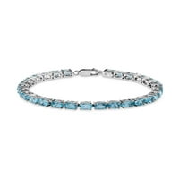 13. Carat T.G.W. Blue Topaz Sterling Silver Oval Tenis narukvica, 7,5