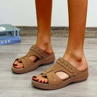 Ženske sandale otvorenih nožnih prstiju- debela potplata čvrsta boja ležerne sandale smeđe veličine 7