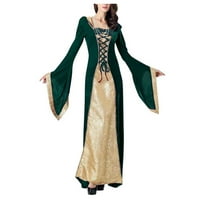 Ženske gotičke dvorske maksi haljine s rukavima S kapuljačom, zavojne večernje haljine za Noć vještica