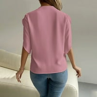Ženske košulje Ženska Moda jednobojna Čipka obrubljena izrezom u obliku slova H. Elegantna šifonska košulja kratkih
