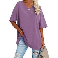 Ženske jednobojne ljetne košulje u boji, majice kratkih rukava Plus size, bluze na kopčanje s izrezom u obliku