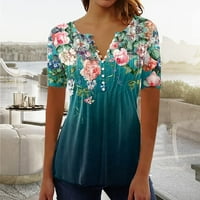 Ženske bluze, seksi bluza s izrezom u obliku slova u, cvjetne Ženske majice plus veličine, ljetni vrhovi kratkih
