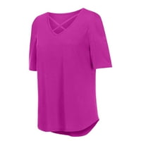 Ženske jednobojne majice, Ležerne majice s izrezom u obliku slova A i kratkim rukavima, lagani mekani ljetni vrhovi