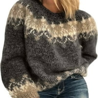 Ženski puloveri s kapresom s okruglim vratom, zimski topli puloveri s džemperima, Ležerne široke tunike s džemperima,