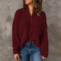 Ženska odjeća / zimski džemper na rasprodaji ženski casual seksi modni jednobojni pulover s izrezom i volanima