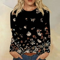 Jesenska ženska modna ležerna majica s dugim rukavima s printom oko vrata, Gornja bluza