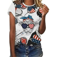 Ženske ljetne majice s printom Dana neovisnosti, labave Casual s američkom zastavom, Okrugli vrat, Kratki rukav,
