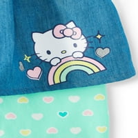 Hello kitty kratki rukavi chambray vrh i gamaše, set outfit