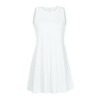 Modne haljine modni prsluk bez rukava s džepovima jednobojna haljina Ženska odjeća u bijeloj boji