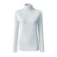 & / Ženske Ležerne jednobojne majice s dugim rukavima, ugrađene majice s elastičnim slojem, ležerna odjeća
