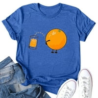 Majice za žene, majice, ljetne ženske narančaste majice s velikim printom, ležerna majica kratkih rukava s okruglim